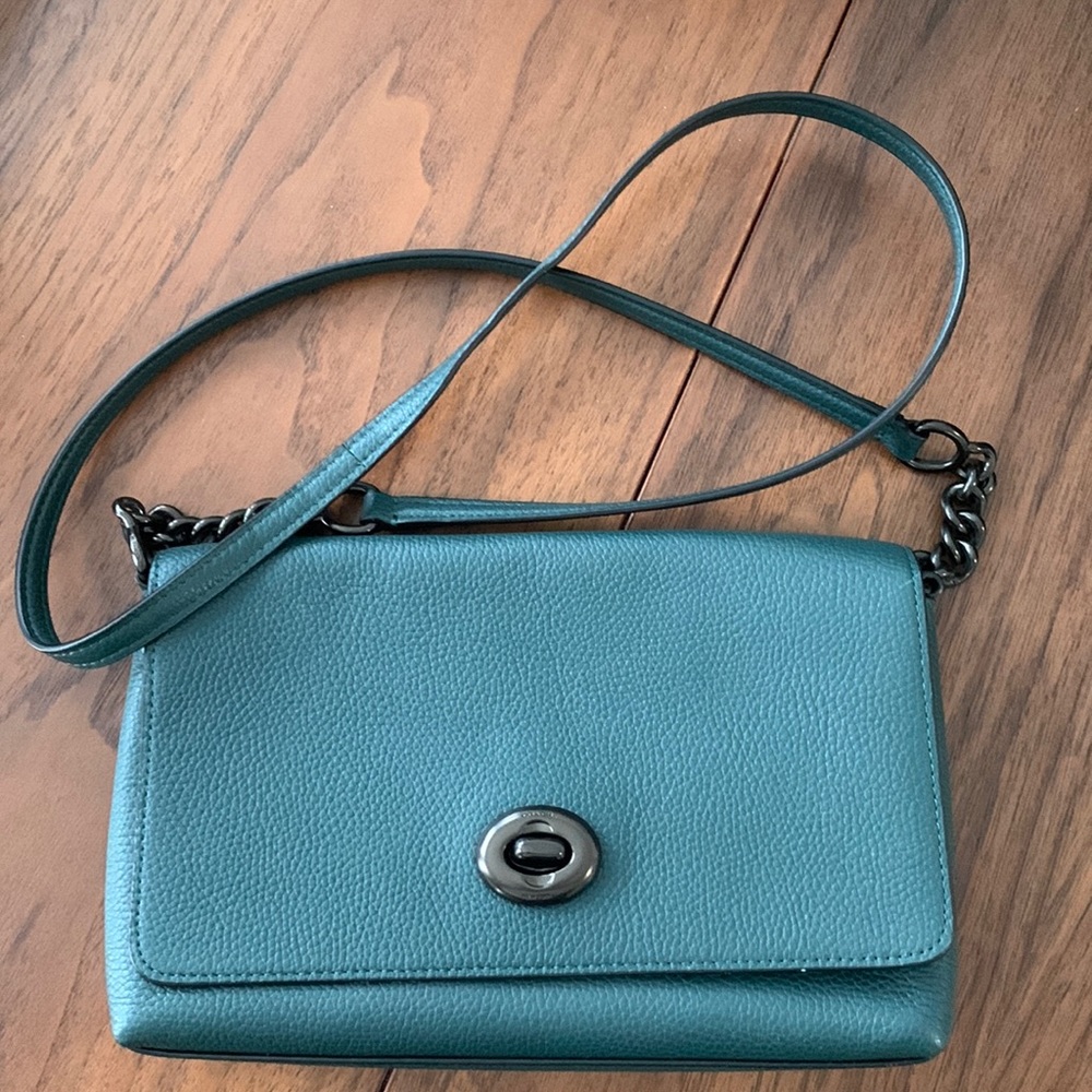 Coach Green Pebbled Leather Downtown Crossbody Bag